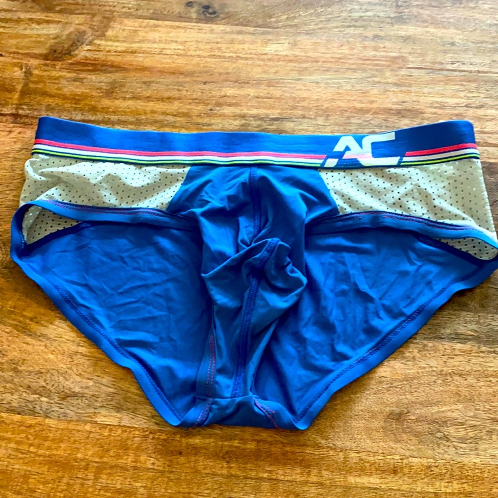 Medium Andrew Christian Blue/White Briefs